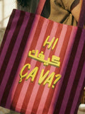 hi keeifk cava lebanese pink tote bag with a lebanese model