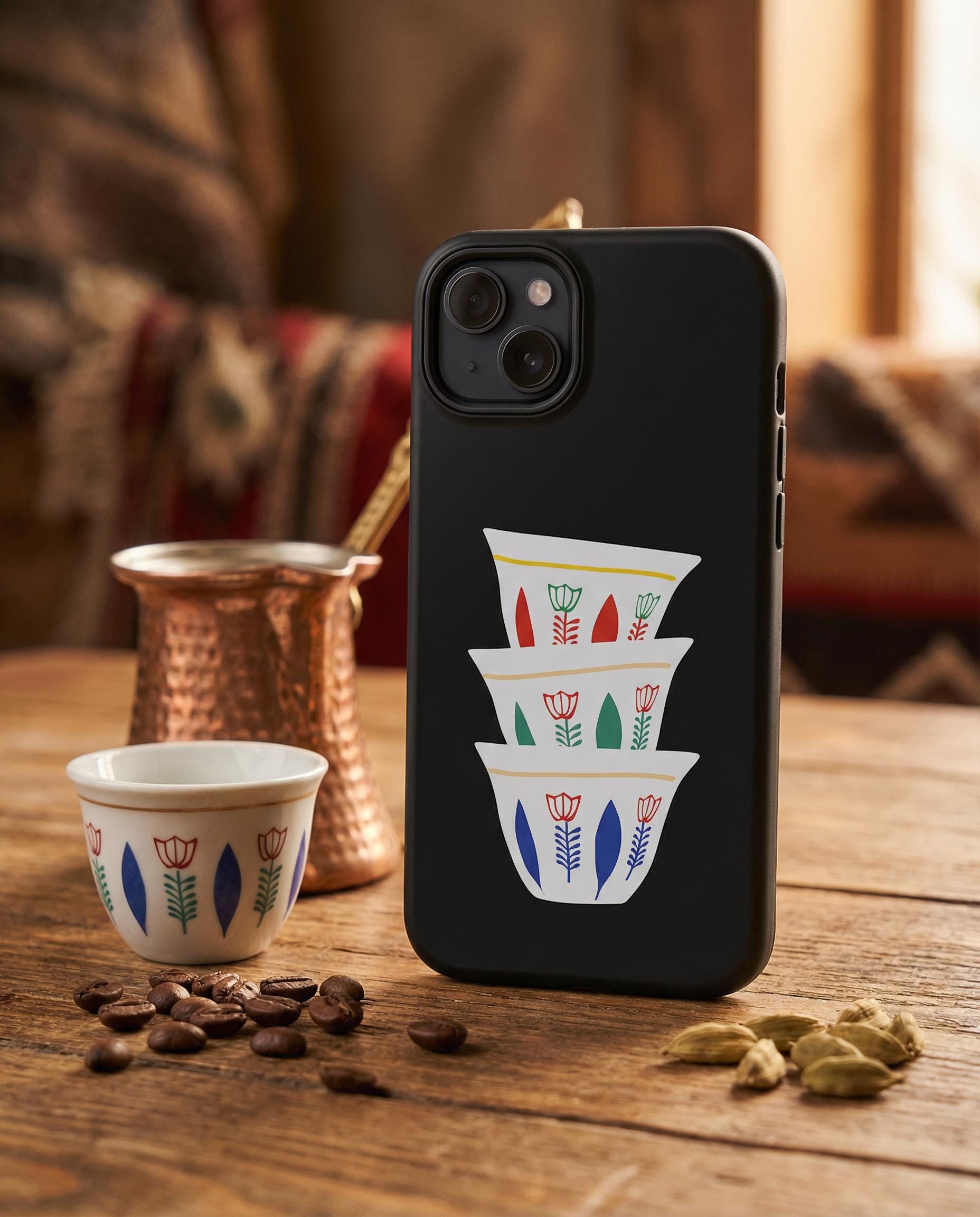 Lebanese Coffee Cup Phone Case | Arabic Finjan iPhone Cover | Middle Eastern Design