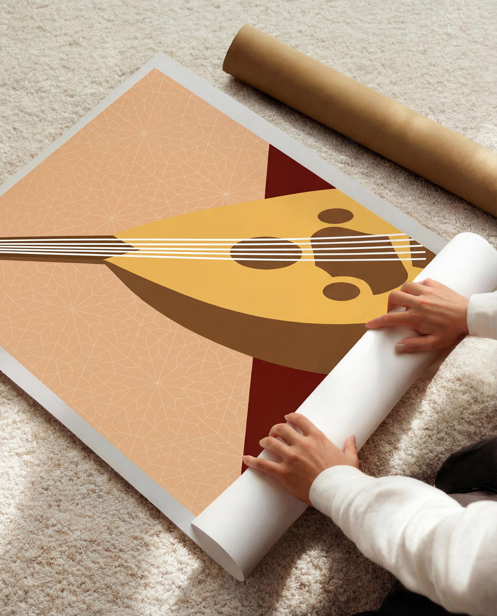 Oud Art Print | Traditional Arabic Instrument Poster | Modern Middle Eastern Music Decor