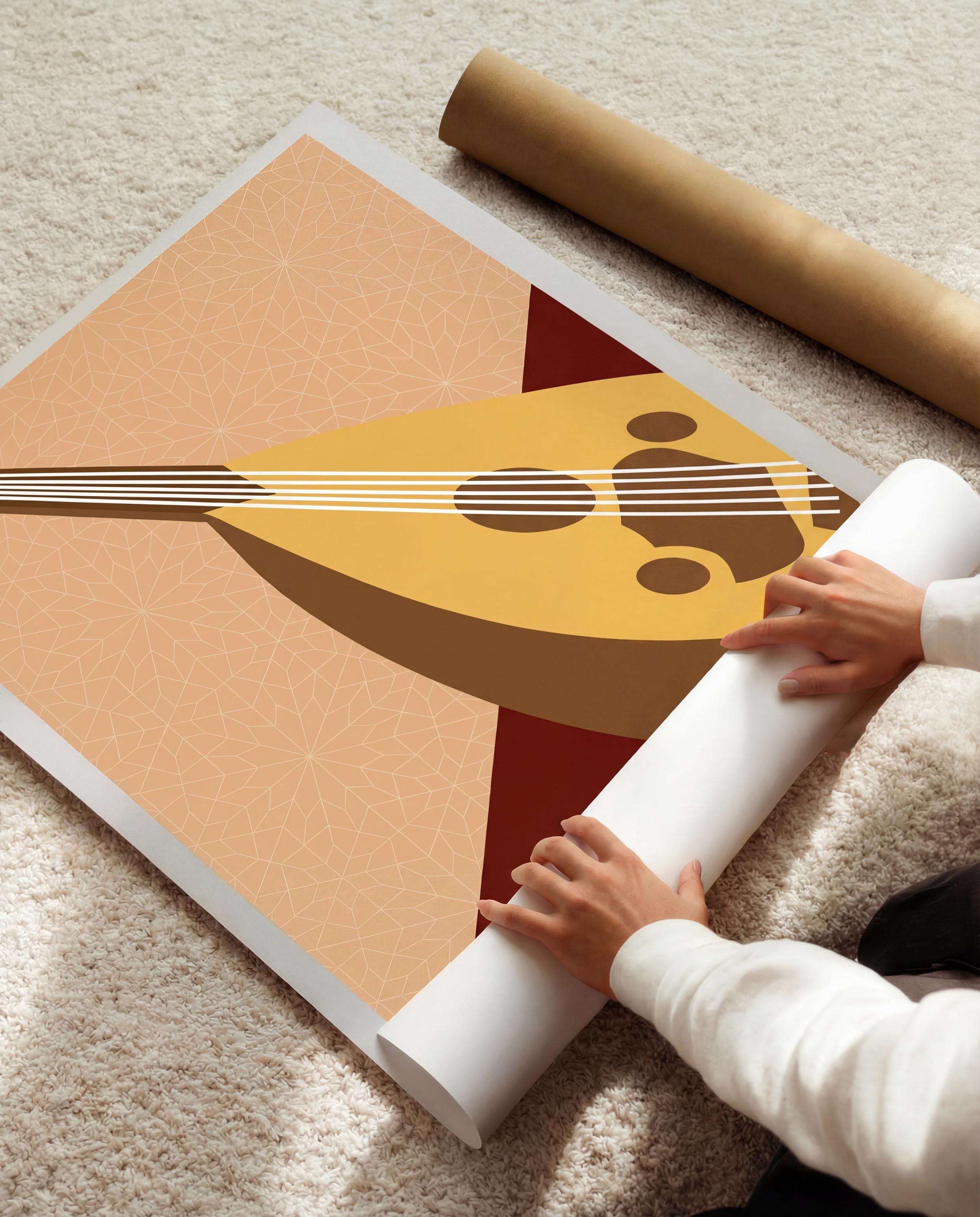 Oud Art Print | Traditional Arabic Instrument Poster | Modern Middle Eastern Music Decor