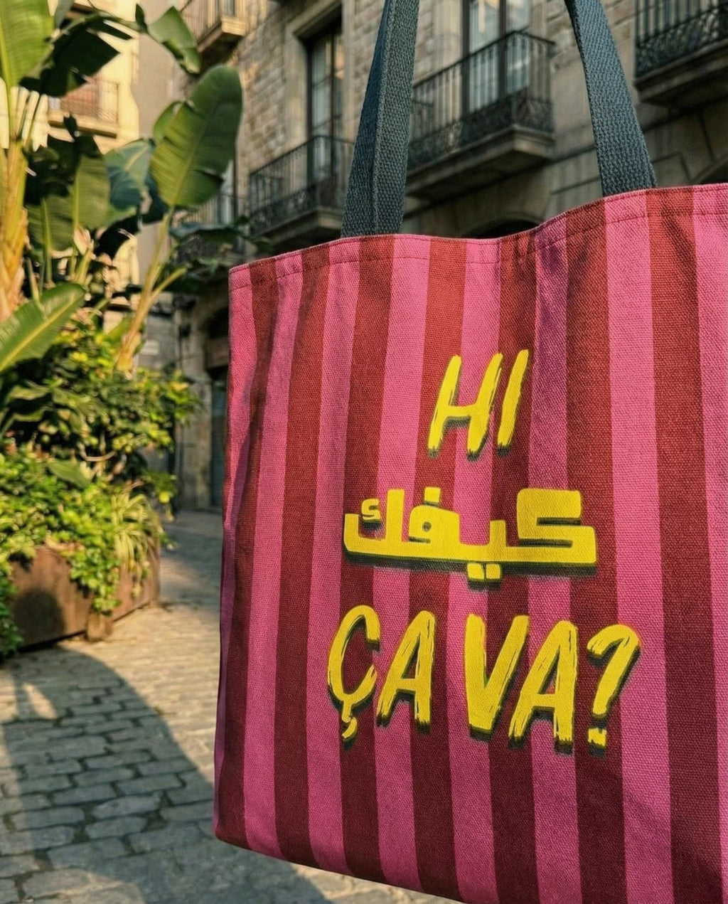 hi keeifk cava lebanese pink tote bag with a lebanese model