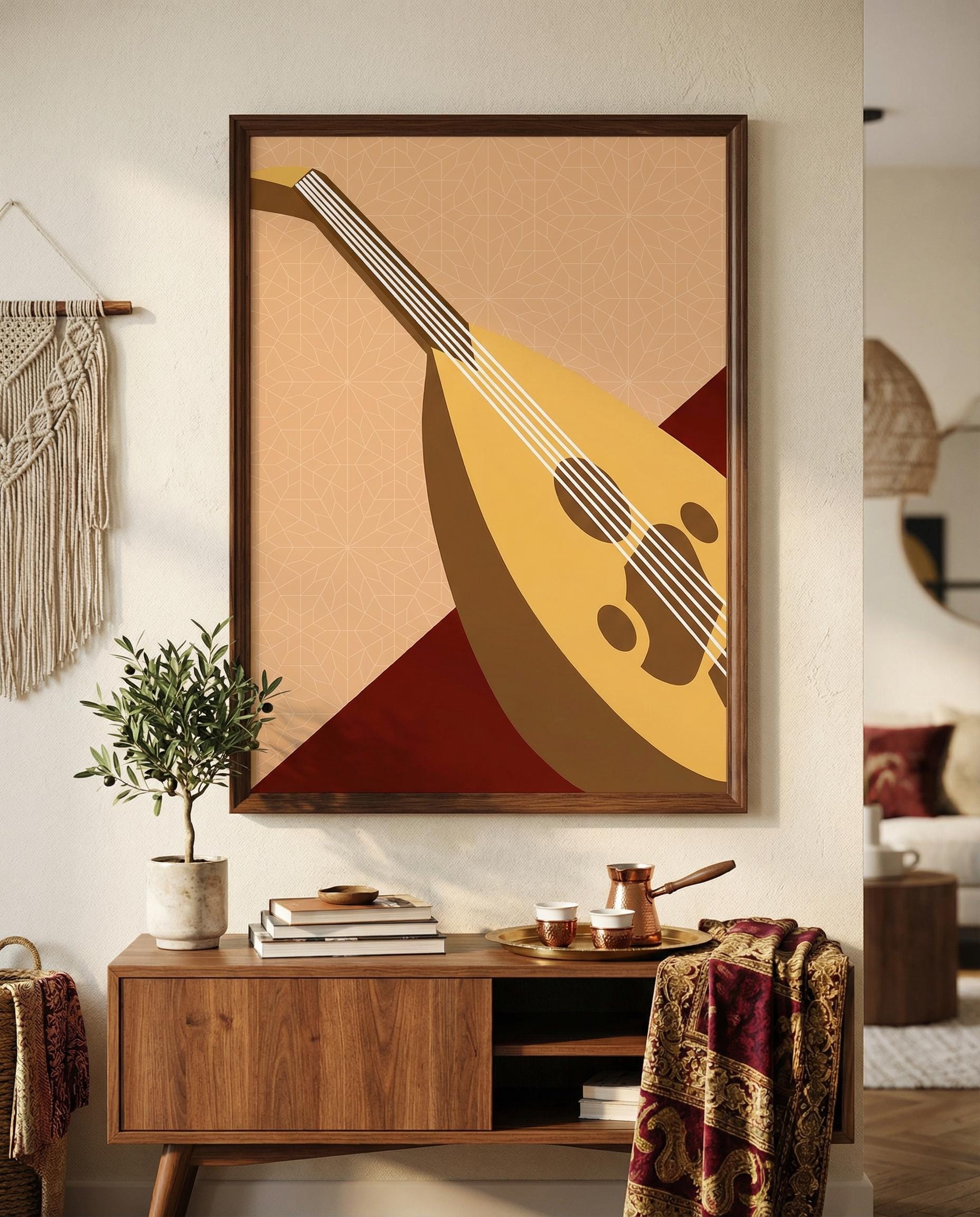 Oud Art Print | Traditional Arabic Instrument Poster | Modern Middle Eastern Music Decor